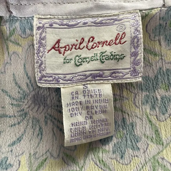 April Cornell‎ Maxi Skirt Womens Small Blue Yellow Floral Boho Buttons Stretch S - Image 10