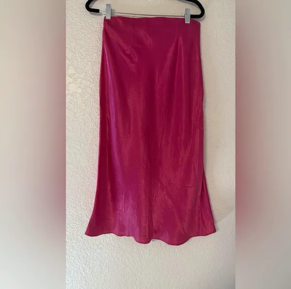 Babaton Satin Midi Skirt - Vibrant Pink (Size 4) - Image 8