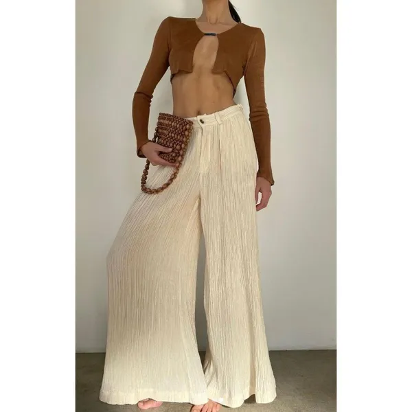 NWT Savannah Morrow Birdie Top in Cocoa Brown Cropped Long Sleeve Size Small - Image 3