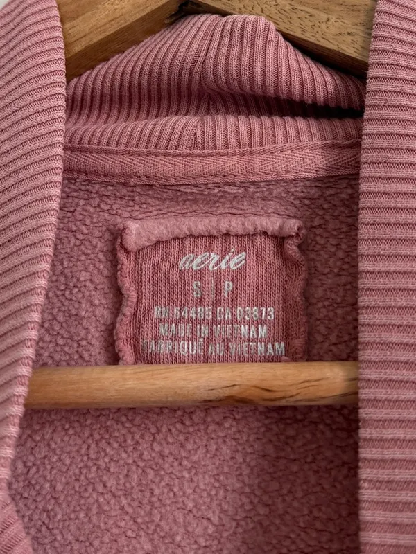 Aerie Mockneck Sweatshirt Size Small Oversized Coral Pink Cozy Sweater - Image 3