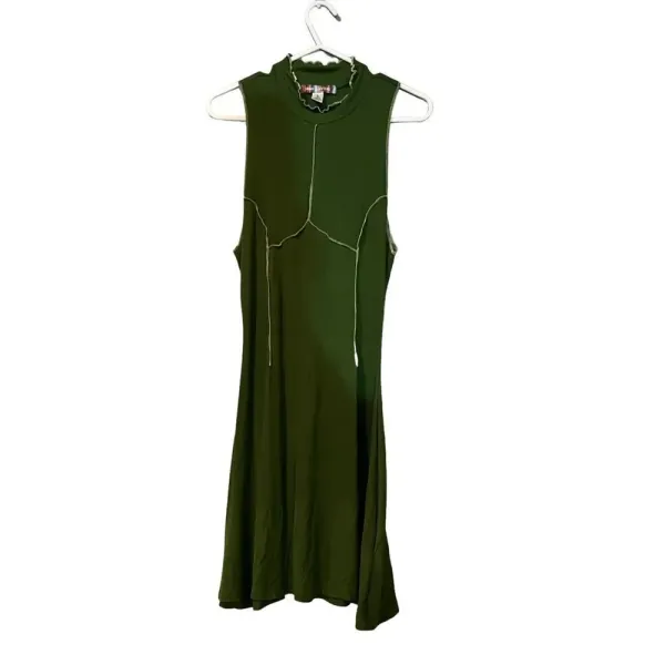 Urban Outfitters Deja Seamed Ribbed Cutout Back High Neck Mini Dress‎ Size Large - Image 3