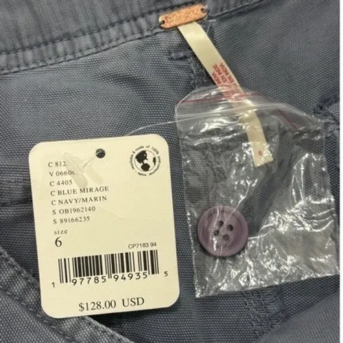 Free People Cleo Washed Chino‎ Pants Gray Roll Tab Hem Size 6 Small - Image 3