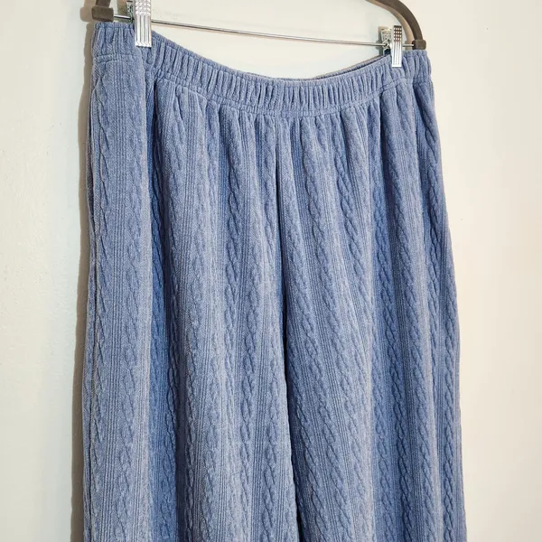 Offline by Aerie Light Blue Cable Knit Wide Leg Lounge Pants Size XL Long - Image 2