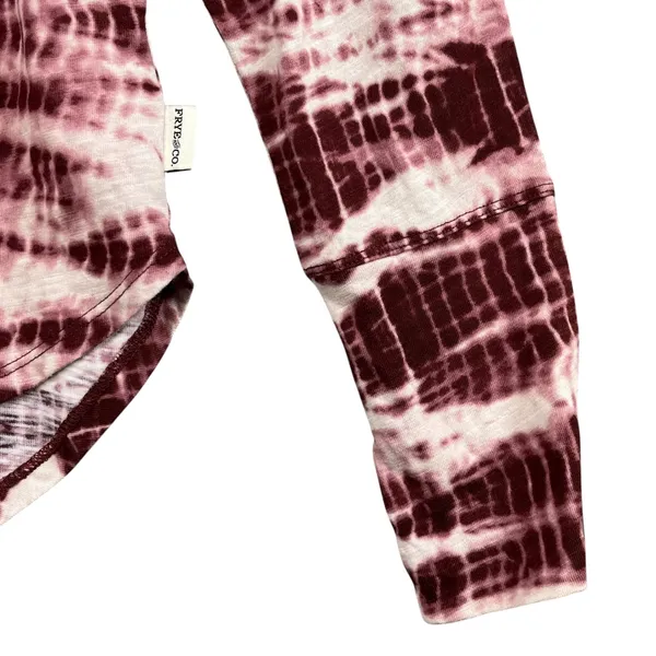 Frye and Co Womens Burgundy Tie‎ Dye Long Sleeve Thum Hole Scoop Neck Top Size L - Image 4