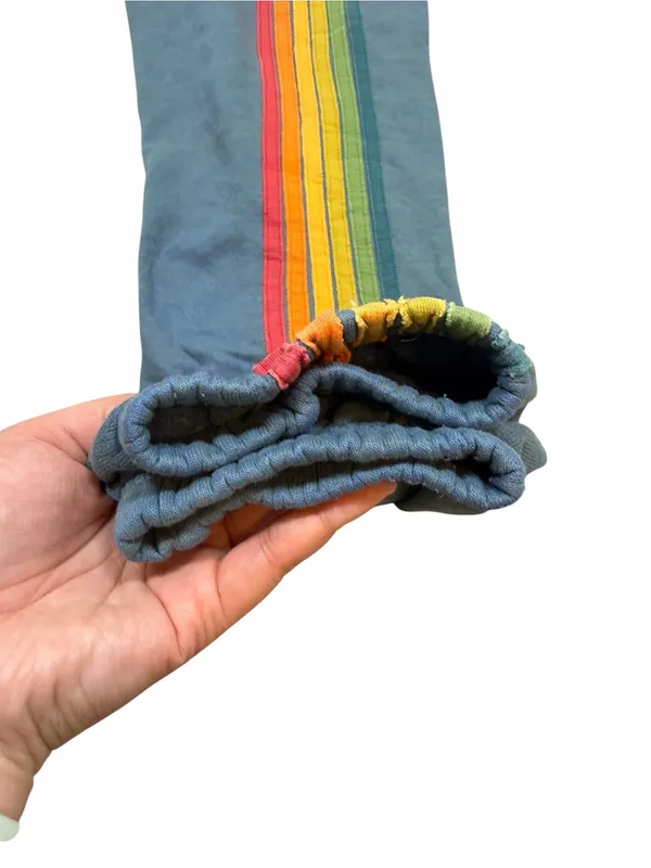 Aviator Nation 5 Stripe Rainbow Jogger Loungewear Retro Streetwear Blue Size S - Image 5