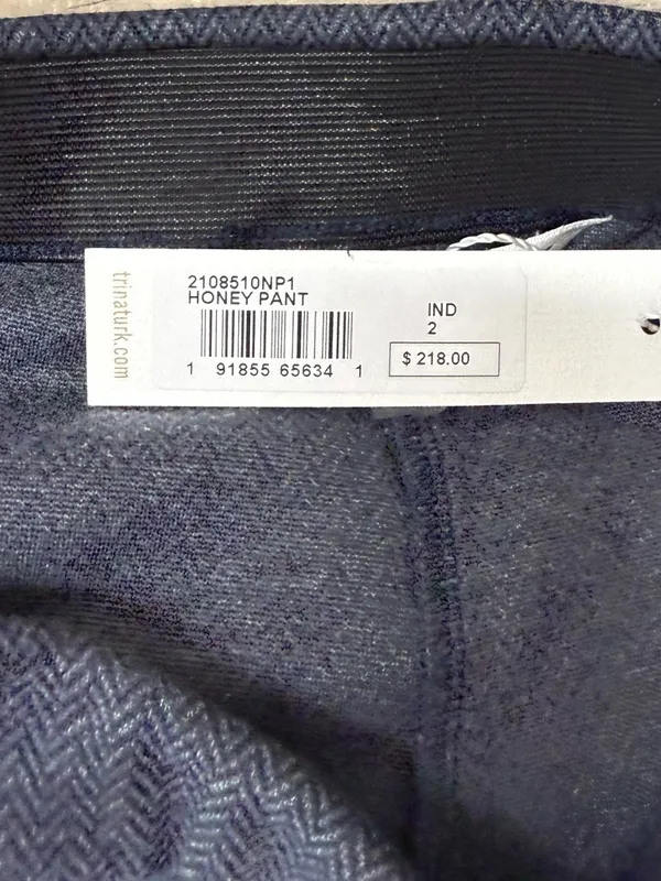 Trina Turk blue and dark gray herringbone honey pant‎ size 2 NWT - Image 3