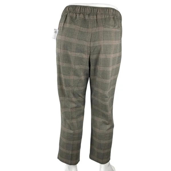 NEW Old Navy Billie Women's Gray Plaid Check Straight Trousers Pants Size XL - Image 4