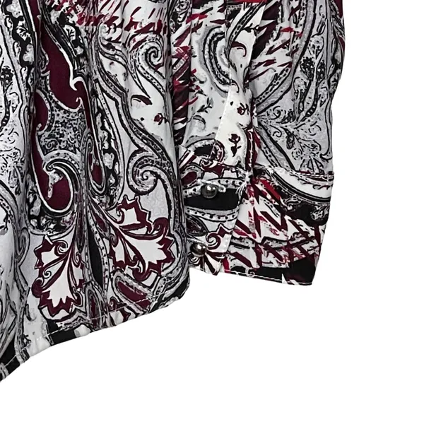 White House Black‎ Market Blouse Size Medium White Multi Floral Beaded Neckline - Image 4