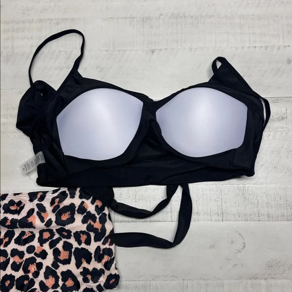 High Waisted Printing Front Criss Cross Cutout Bandage Bathing Suit with Bottom - Image 8
