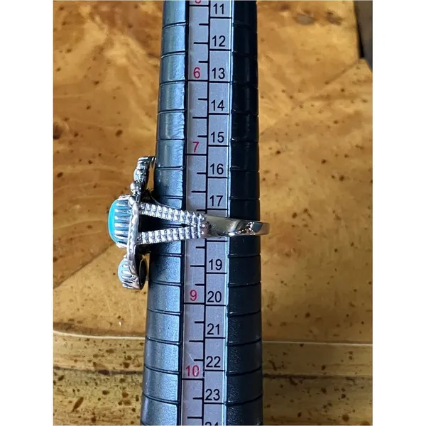 Blue Moon Turquoise White Buffalo Ring Size 8 - Image 8