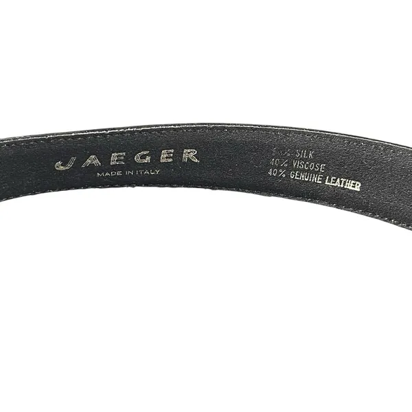 Jaeger Italy Black Silk Blend Leather Belt Size 30 Gold Tone Buckle Women’s - Image 5