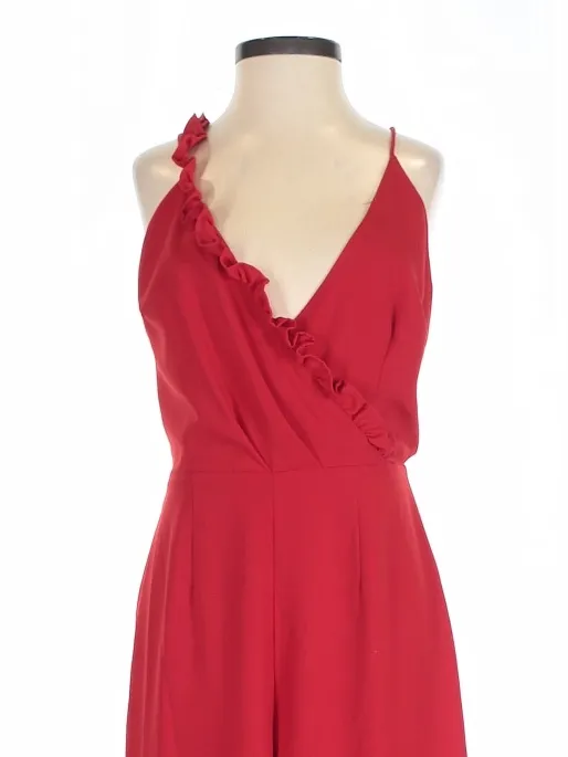 Keepsake The Label Cherry Red Forget You Ruffle Wide Leg Jumpsuit XS Party - Image 3