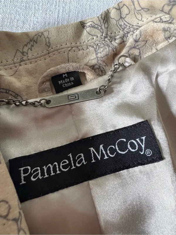 Pamela McCoy Suede Tan Floral Suede Jacket, Medium - Image 9
