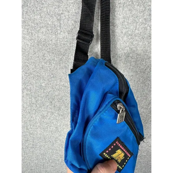 Vintage TA‎ Blue Fanny Pack 90s Retro Multiple Pockets Adjustable Retro Waist - Image 11