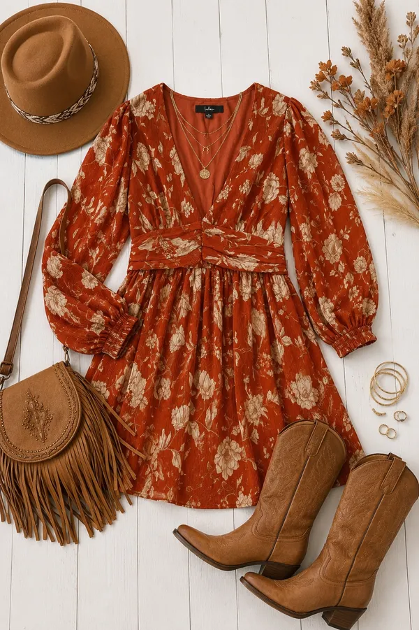 Lulus Burnt Orange Dress - Image 2