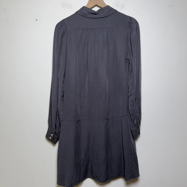 SAMSOE SAMSOE‎ Women Lizzy Shirt Dress Small Gray Drop Waist Long Puff Sleeve - Image 10