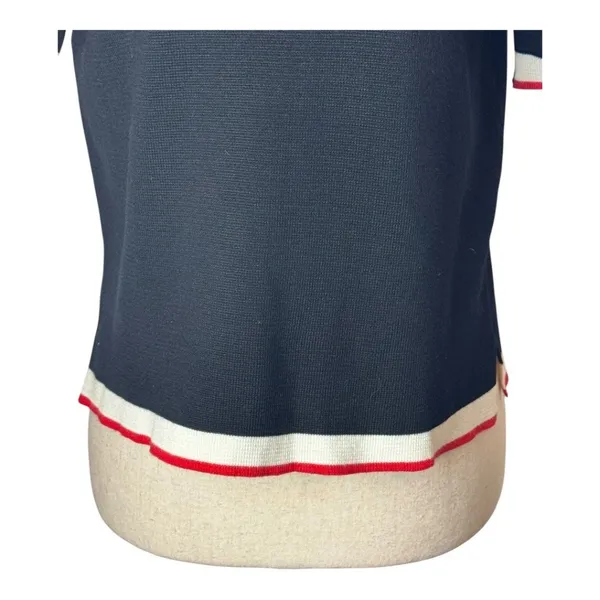 Zara Sweater Women Small Black Knit Crew‎ Neck Striped Trim Top Nautical Preppy - Image 7