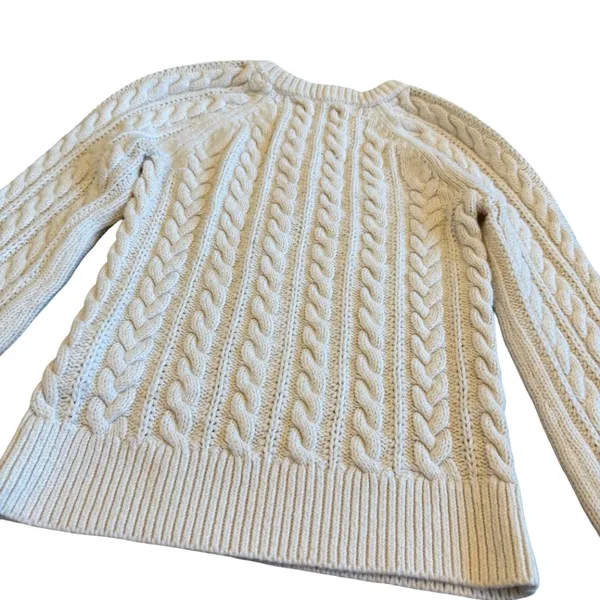 Abercrombie & Fitch Cream Thick Cableknit Sweater Pullover Chunky Cozy Sz Small - Image 10