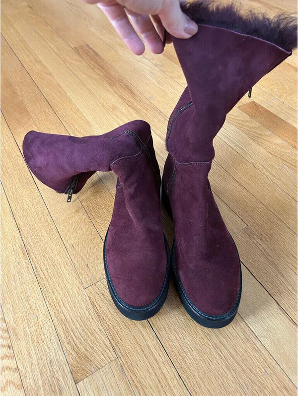 Boemos suede and fur mid calf boots. Size 10 - Image 4