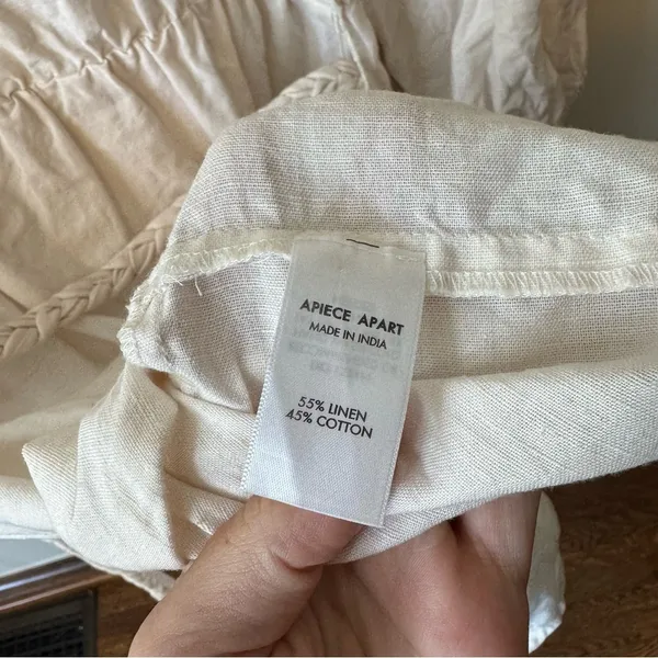 Apiece Apart Sabine Linen Cotton Mini Dress‎ Asymmetric Belted Size 8 - Image 8