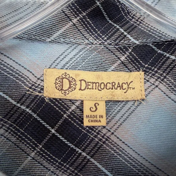 Democracy Plaid Flannel Dress Womens S Blue Distressed Hem Coastal Cowgirl Boho - Image 5