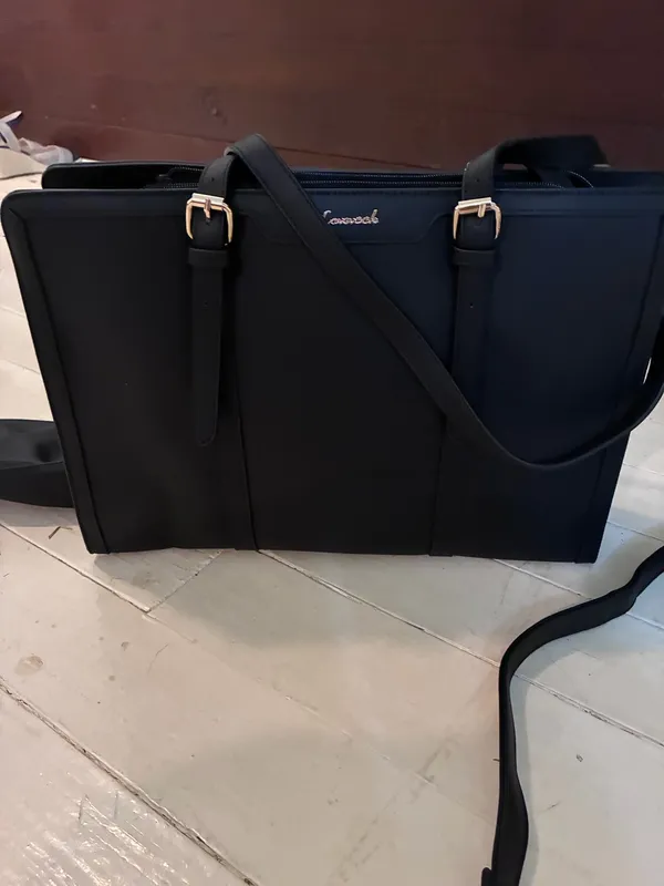 LOVEVOOK Leather Laptop Bag and Clutch 2-Piece Set Black - Image 2