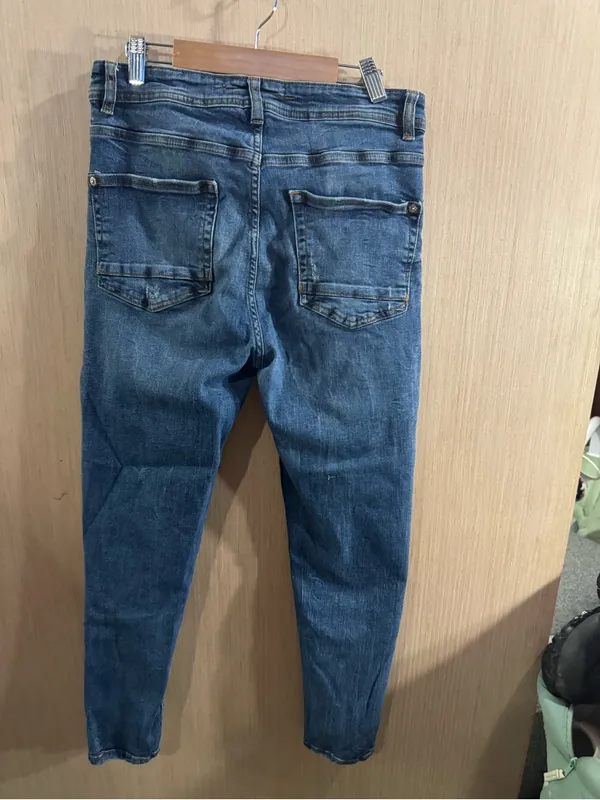 Women’s ZARA High Waist Medium Blue Denim Distressed Skinny Jeans Size 30 - Image 3