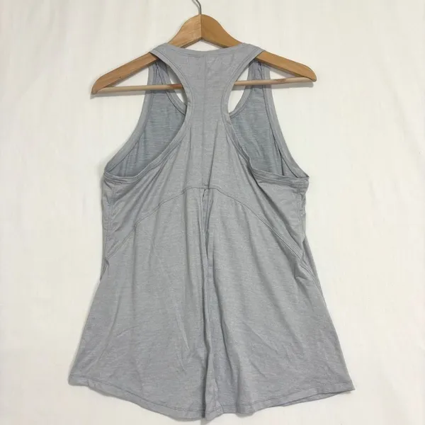 Yogalicious Tank Top Women M Gray Split Tie Back Racerback Workout‎ Yoga Running - Image 2