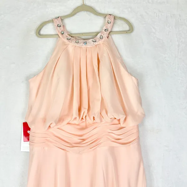 JJ's House Halter Neck Chiffon Bridesmaid Dress Size 18W Pearl Pink NWT - Image 5
