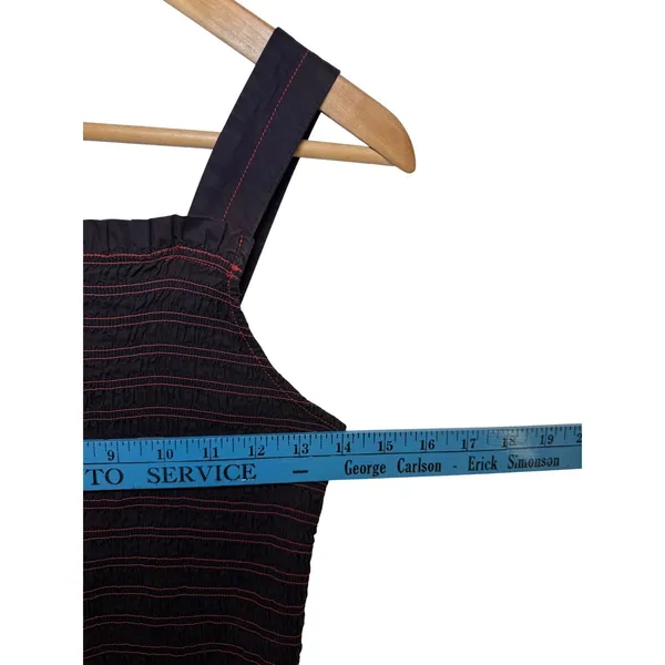 Everlane Smocked Midi Dress Espresso Brown Rust Contrast Stitch Pockets Womens S - Image 7
