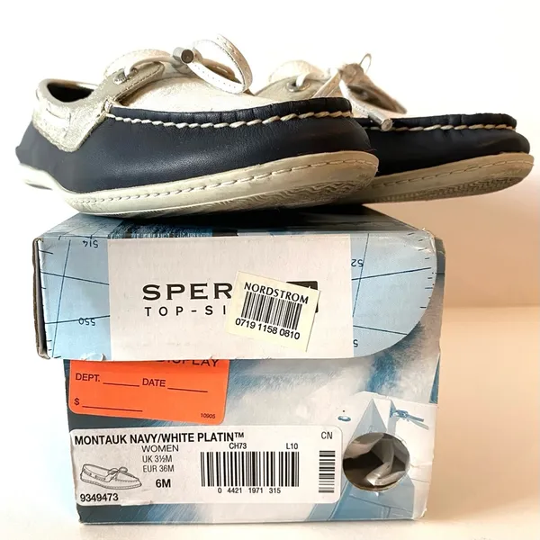 Sperry Top-Sider Montauk Navy, Silver & White Boat Shoes - Image 7