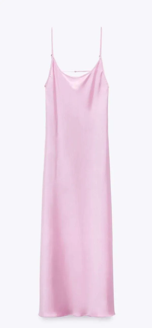 Zara Satin Effect Dress Maxi Midi Slip Bodycon Wedding Party Coctail - Image 3