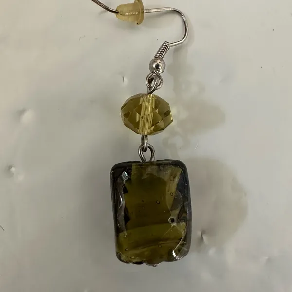 Artisan Chartreuse and Olive Earrings Green - Image 2