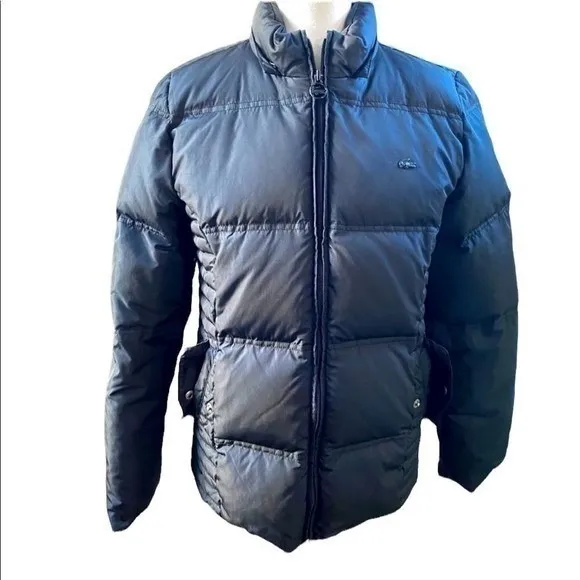 Lacoste Quilted Down Puffer Jacket Black Full Zip Snap Pockets Size 40 M - Image 9
