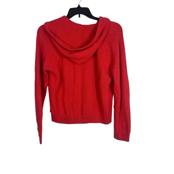 Lauren Ralph Lauren LRL Orange Waffle Knit Hooded Sweater XL Kangaroo Pocket - Image 4