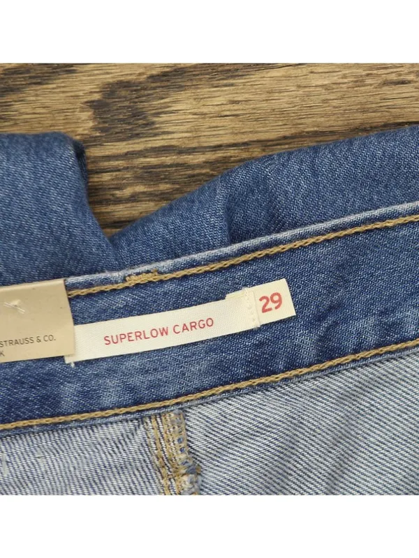 Levi's Womens Superlow Loose Snap Zip Fly Jeans 94417325 All Over Blue 29X32 - Image 3