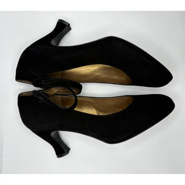 Stuart Weitzman Roz & Sherm Black Suede Mary Jane Pumps Jazz Baby 8.5 M Spain - Image 6