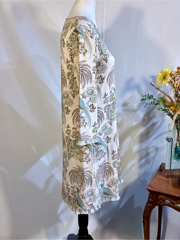 ☀️Spartina 449 Jane Peacock Palm Island Fringe Dress Peruvian Cotton Sz S🧡 - Image 7