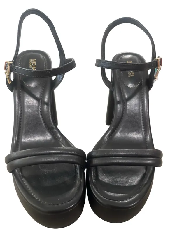 Michael Kors Black Laci Platform Block Heel Sandals with Gold Buckle - Image 5