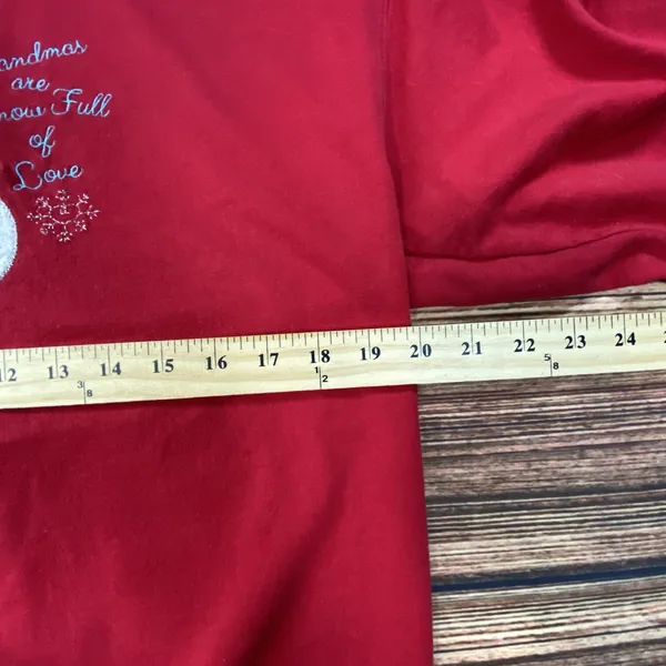Grandmas Are Snow Full Of Love Red Sweatshirt Snowman Embroidered Womens Size M - Image 8