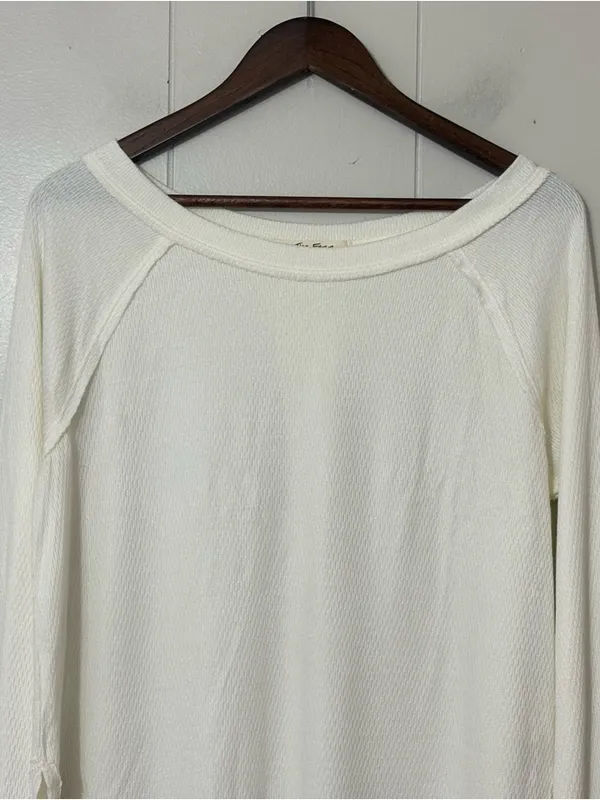 Free People We The Free Snowy Thermal Top Women’s M Ivory Long Sleeve Cozy Boho - Image 3