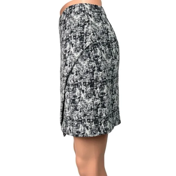 FRNCH Black Assymetrical Wrap Woven Tweed Straight Pencil Mini Skirt Size S - Image 2