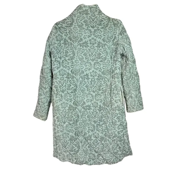 Antik Batik Cotton Velvet Quilted Paisley Print Jacket Coat Sz Small Seafoam - Image 3