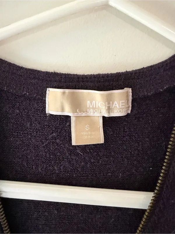 MICHAEL Michael Kors Purple Charcoal Long-Sleeve Zip-Front Knit Dress Size small - Image 3
