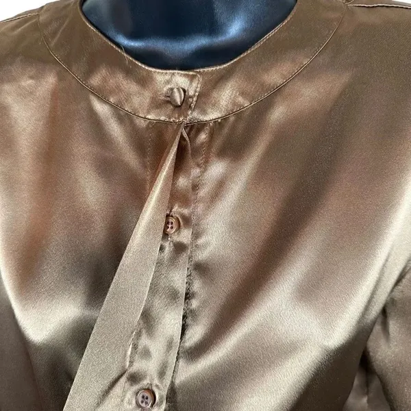 Vintage Justine Todd Long Sleeve Button Down Blouse Size 8 Gold - Image 4