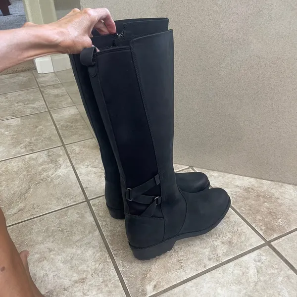 Teva ellery Tall Waterproof Boots burnished Black Leather NWOT SZ 8 Zip Womens - Image 6