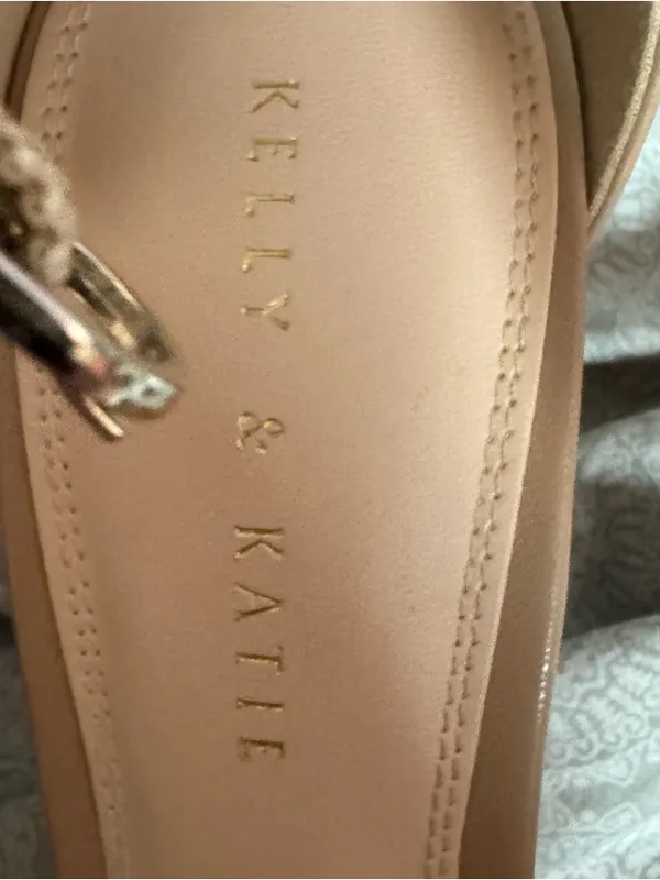 Kelly & Katie Beige Block Heel Sandals with Ankle Strap - Image 5