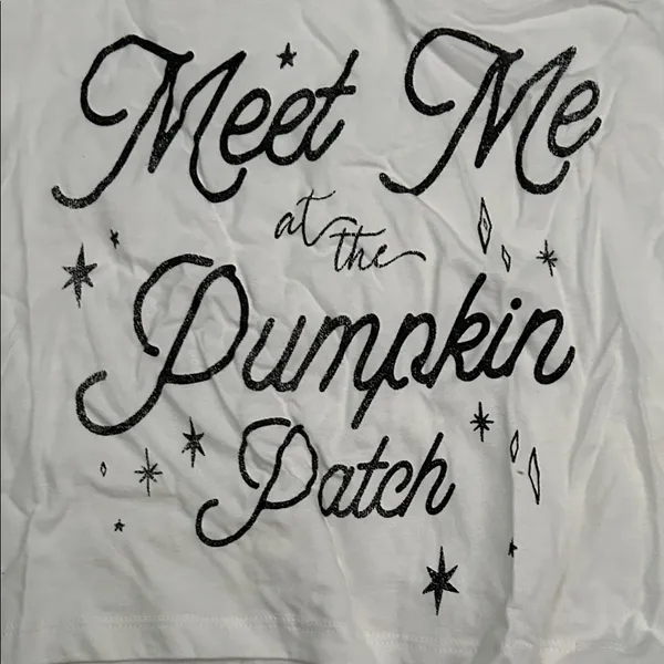 White Graphic Tee meet me at the pumpkin patch Size M - Image 2