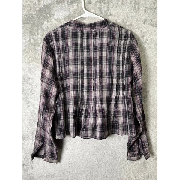 Natural Life Plaid Peplum Blouse Soft Grunge Cottagecore Indie Boho Small Cotton - Image 3