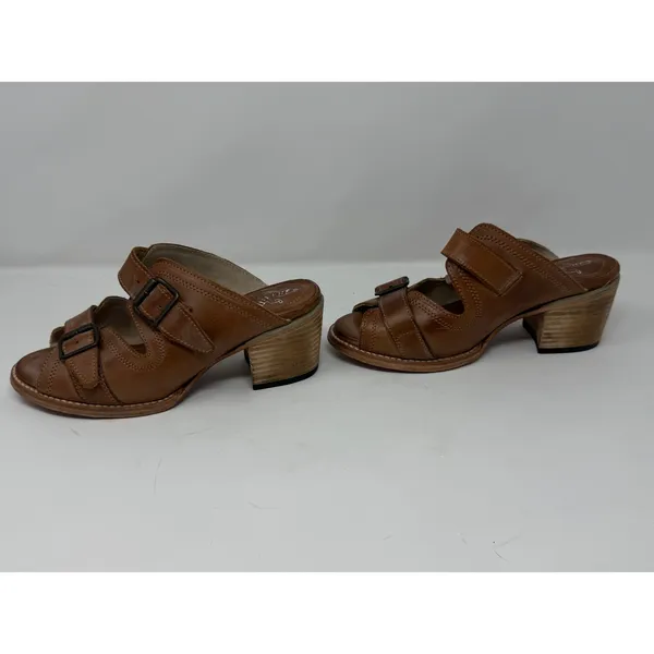 Freebird Caprice Leather Buckle Slide Mule Sandal Cognac Brown Boho Women Size 8 - Image 6
